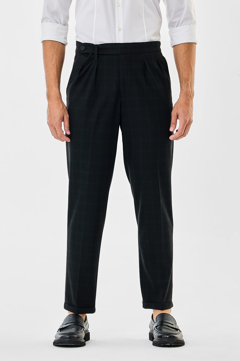 SNITCH Checks Slim Fit Stretch Trousers - Image 3