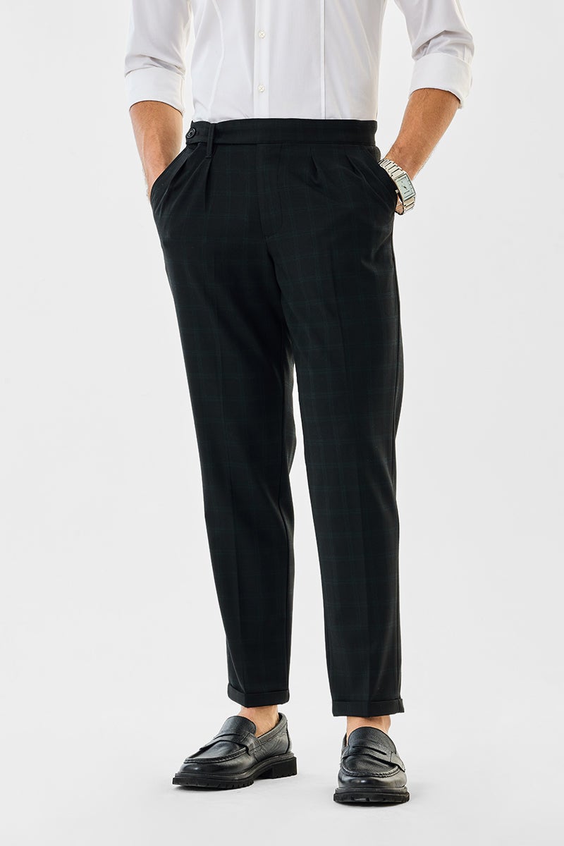 SNITCH Checks Slim Fit Stretch Trousers - Image 1
