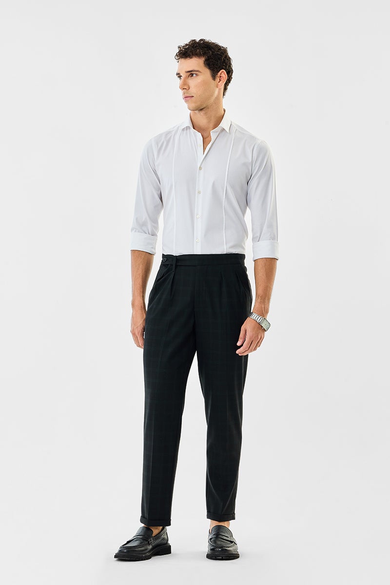 SNITCH Checks Slim Fit Stretch Trousers - Image 5