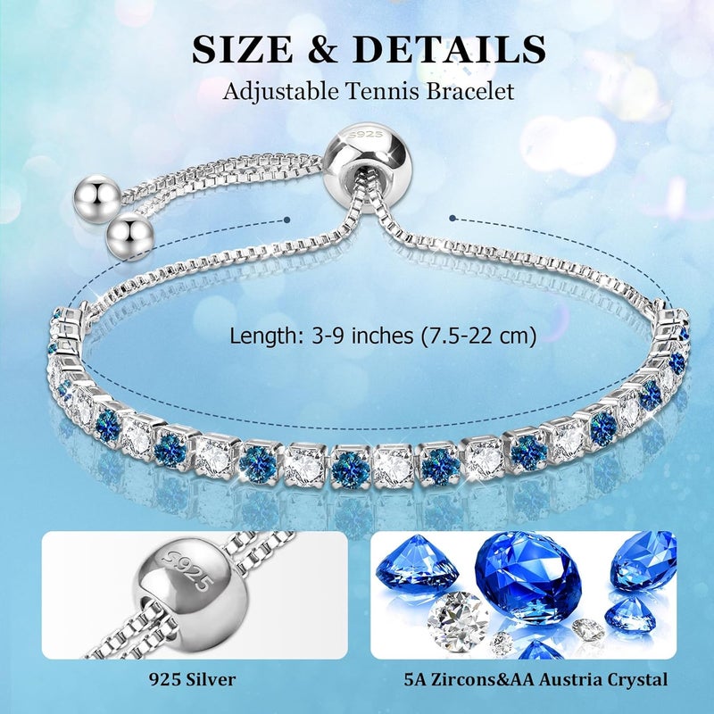 J.Fée Silver Bracelet, S925 Tennis Bracelet with Sparkling 5A Cubic Zirconia Silver Bracelets for Women Adjustable Bracelet for Women Bracelets Womens Bracelet Women Gifts for Women Mom - Image 2
