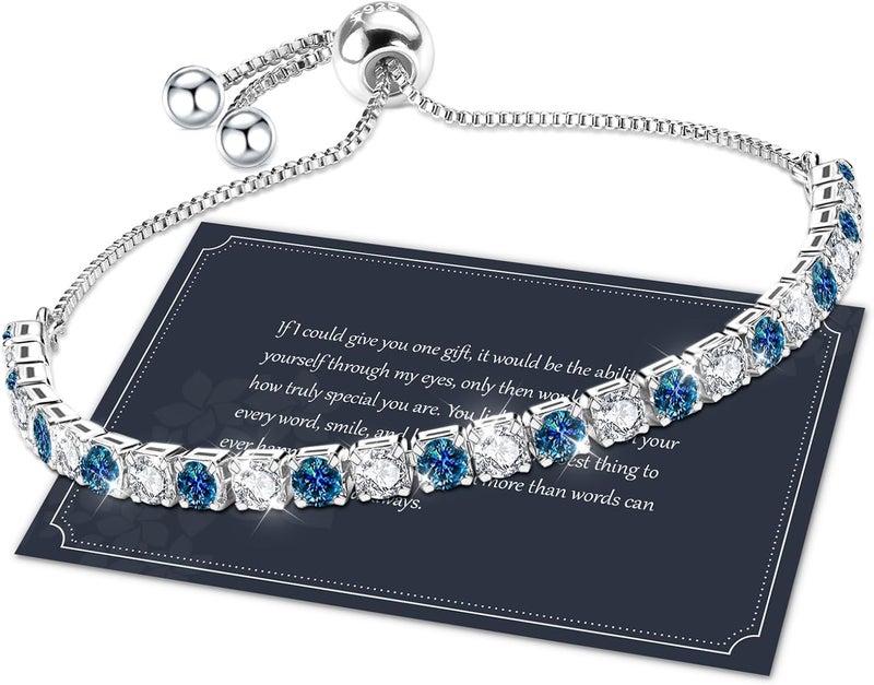 J.Fée Silver Bracelet, S925 Tennis Bracelet with Sparkling 5A Cubic Zirconia Silver Bracelets for Women Adjustable Bracelet for Women Bracelets Womens Bracelet Women Gifts for Women Mom - Image 1