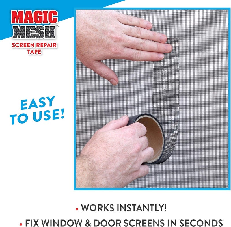 Magic Mesh Screen Repair Tape| Strong Adhesive, Instantly Mend & Repair Holes and Tears in Screen Windows, Doors, RVs & More | Size 9' x 2' (Pack of 1) - Image 2