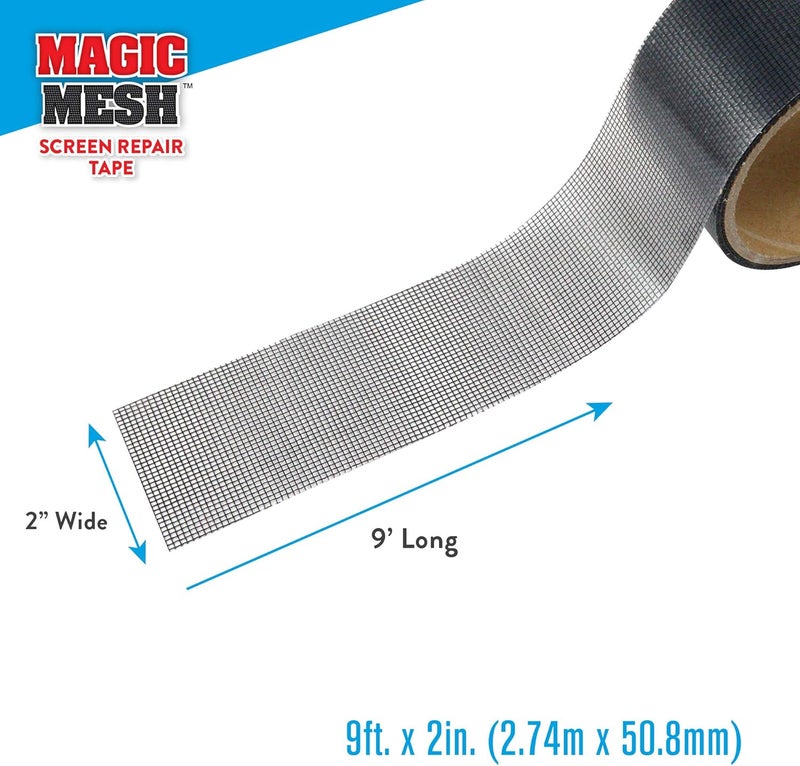 Magic Mesh Screen Repair Tape| Strong Adhesive, Instantly Mend & Repair Holes and Tears in Screen Windows, Doors, RVs & More | Size 9' x 2' (Pack of 1) - Image 4