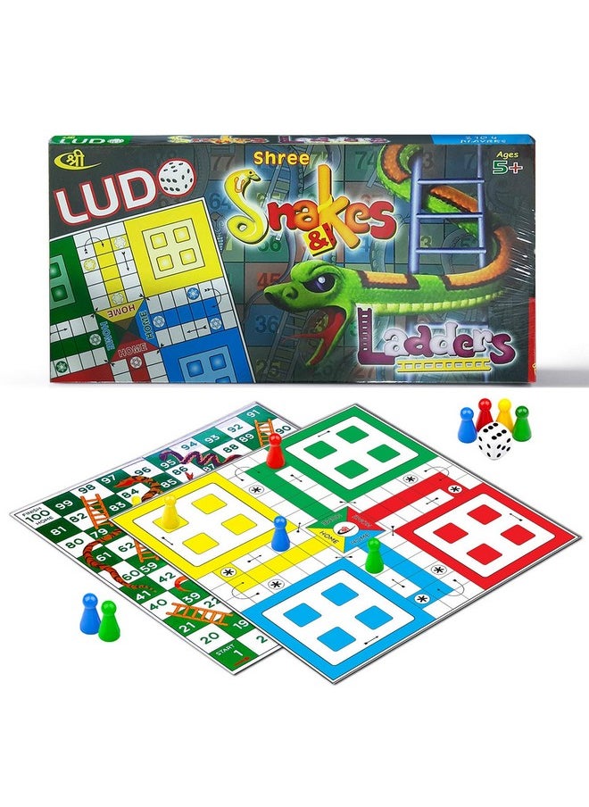 Kids Mandi Kids Mandi Ludo and Snake and Ladder Deluxe Board Game | Big Size 13 Inch Play Board for 5 Years and up | Ludo Game | Saap Seedhi Travel Board Game Multicolor  - Image 1