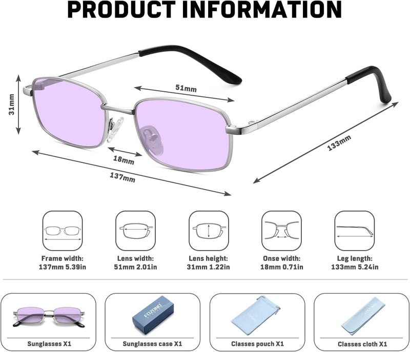 Fozono Rectangle Sunglasses for Women 90s Retro Small Narrow Square Frame UV400 Protection - Image 5