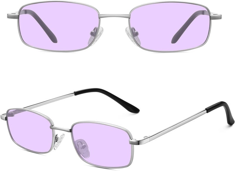 Fozono Rectangle Sunglasses for Women 90s Retro Small Narrow Square Frame UV400 Protection - Image 2