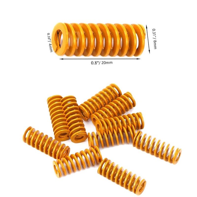 Orgrimmar 8mm OD 20mm Long Light Load Compression Mould Die Spring Yellow Compression Mould Die Spring for The Ender 3s Bed 20pcs - Image 2