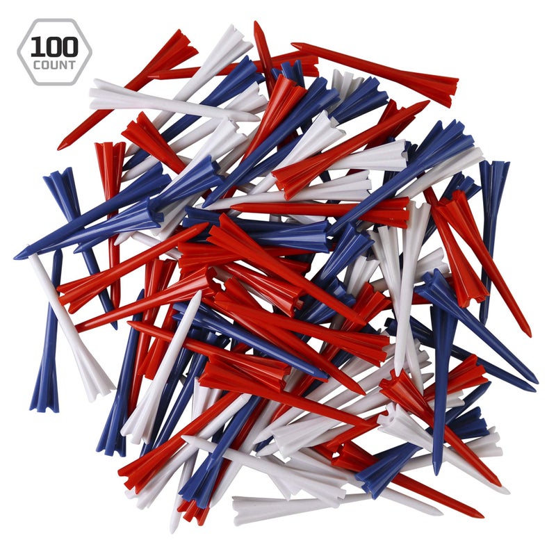 IZZO Golf Plastic Golf Tees, 1.5 Inch, Red/White/Blue - Image 3