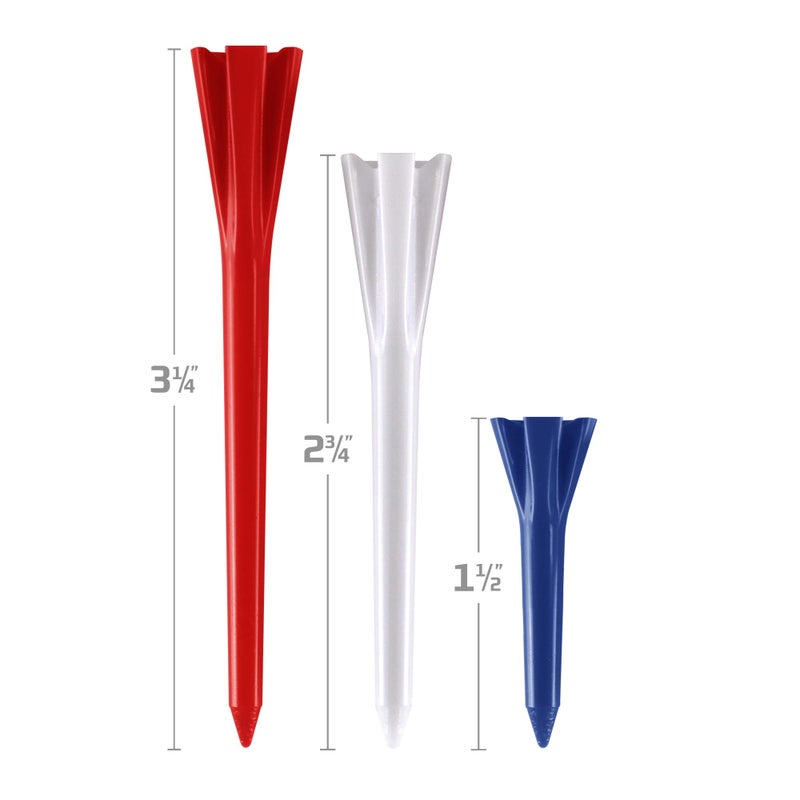 IZZO Golf Plastic Golf Tees, 1.5 Inch, Red/White/Blue - Image 2