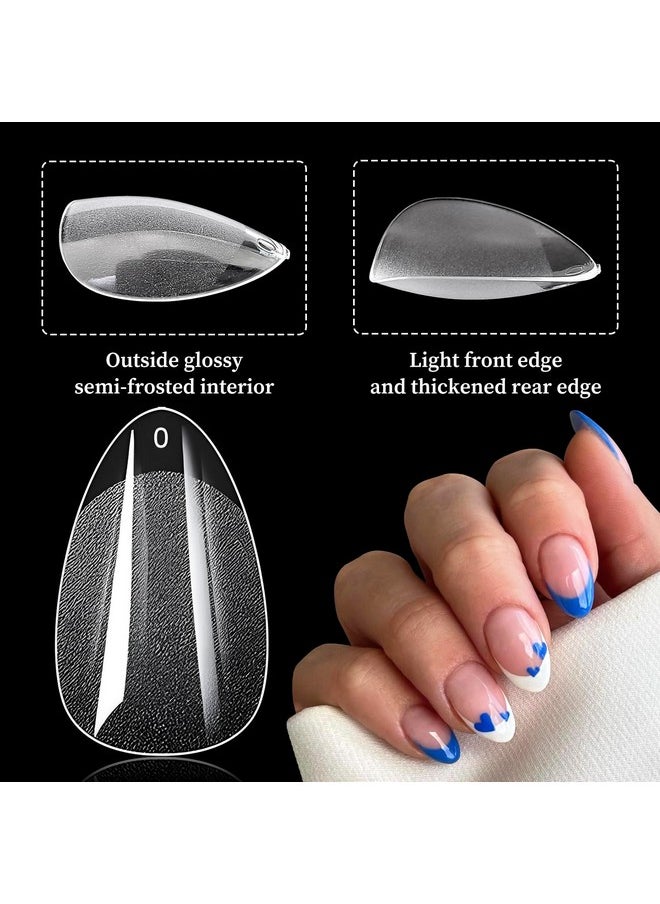 LoveOurHome 600Pc Almond Gel X Nail Tips Short Fake Nails Clear Xs False Nail Tips Full Cover Soft Gel Artificial Fingernails For Gel Acrylic Nails Extension Press On Nails Making  - Image 1