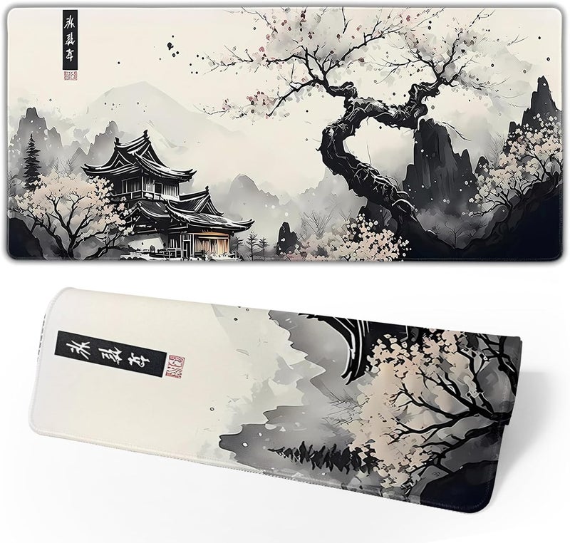 Brecoy Japanese Mouse Pad, Large Cherry Blossom Desk Mat, XL Anime Gaming Keyboard Mat, Non-Slip Rubber Base, Big Extended Desk Protector for Home Office, 31.5”x11.8”, 1129003 - Image 1