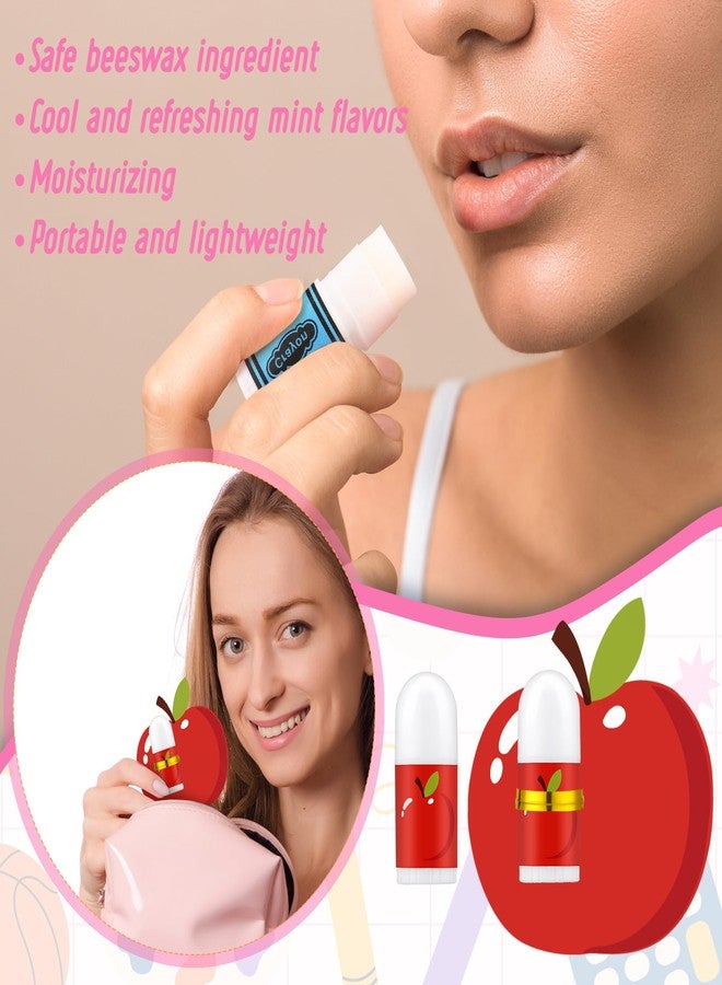 Batiyeer 48 Pcs/24set Back to School Teacher Appreciation Lip Balm Gifts Bulk with Card Pencil Crayon Apple Composition Lip Balm Teacher Team Thank You Gift for End of Year Graduation Party Favors - Image 3