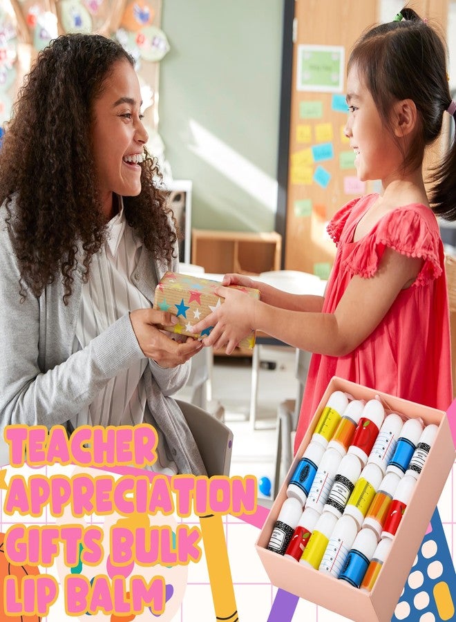 Batiyeer 48 Pcs/24set Back to School Teacher Appreciation Lip Balm Gifts Bulk with Card Pencil Crayon Apple Composition Lip Balm Teacher Team Thank You Gift for End of Year Graduation Party Favors - Image 5