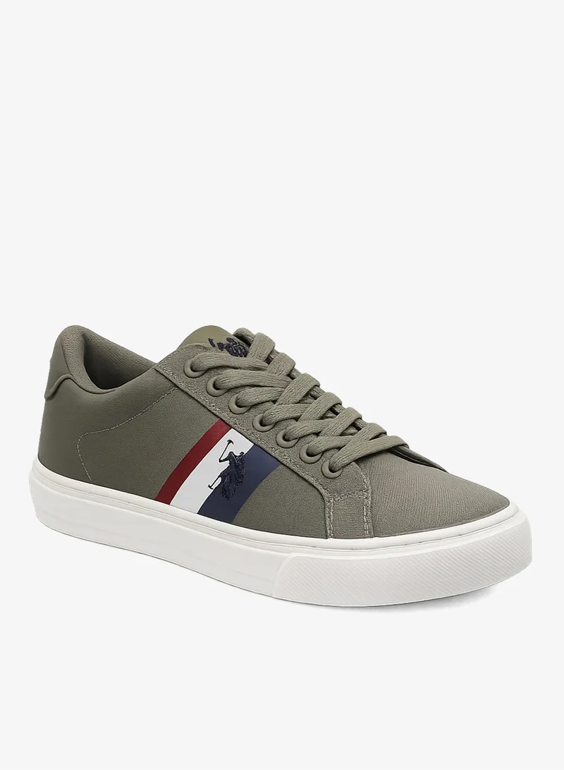 U.S. Polo Assn. Men's Low Top Casual Sneakers | Lace-Up Canvas Shoes | Olive Green | Comfortable Everyday Footwear