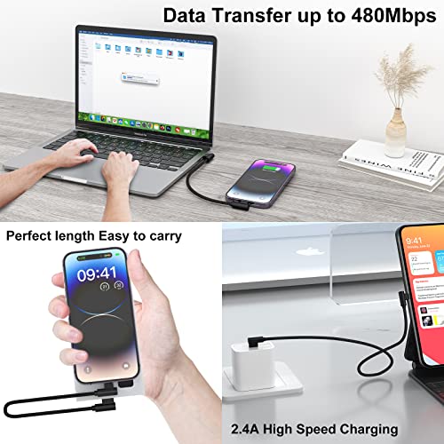 Osecet iPhone Charger 1ft 90 Degree 2 Pack MFi Certified Elbow Short Lightning Cable Right Angle Fast Charging Cord for iPhone 14 13 12 11 Pro X XS XR 8 Plus 7 6 5 (Black,1 Foot) - Image 5