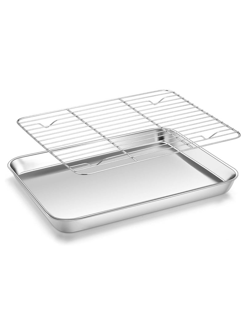31 x 24 cm Roasting Pan with Rack, Large Turkey Roasting Pan, Stainless Steel Roaster Pan with Wire Rack Non Stick Baking Pans for Cooking Ham, Chicken, Cake, Lasagna, Casserole - Image 1