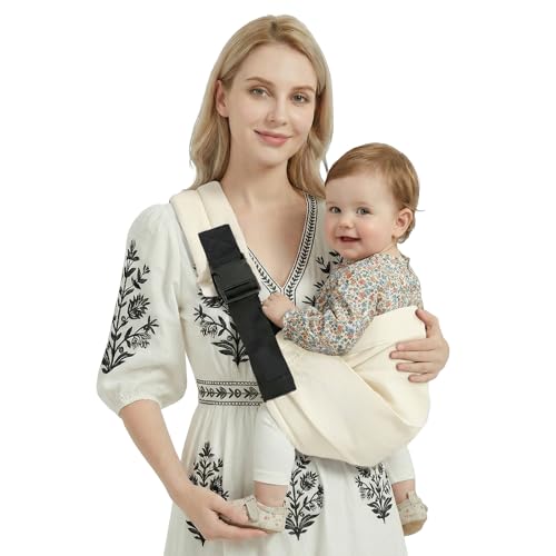 Shiaon Baby Sling Carrier, Adjustable Baby Carrier Newborn to Toddler Carrier for 7-30lbs, Toddler Sling Carriers, Toddlers Hip Carriers, Beige - Image 1