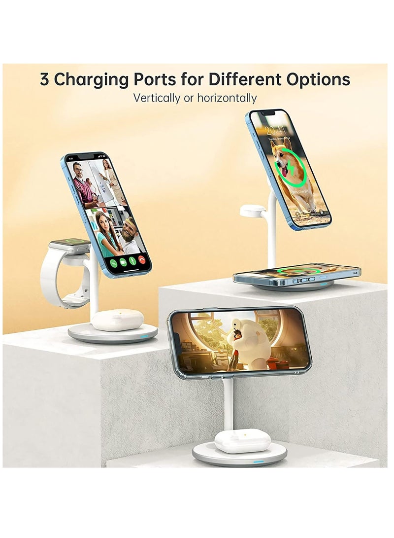 KASTWAVE Wireless Charging Station for Multiple Devices, 15W Fast Wireless Mag Charger Stand for Apple iPhone 12 13 Pro Max/Pro/Mini,3 in 1 Mag Safe Charger for Apple Watch 7/SE/6/5/4/3/2, AirPods Pro/3/2.  - Image 5