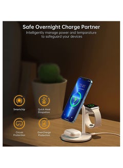 KASTWAVE Wireless Charging Station for Multiple Devices, 15W Fast Wireless Mag Charger Stand for Apple iPhone 12 13 Pro Max/Pro/Mini,3 in 1 Mag Safe Charger for Apple Watch 7/SE/6/5/4/3/2, AirPods Pro/3/2.  - Image 2