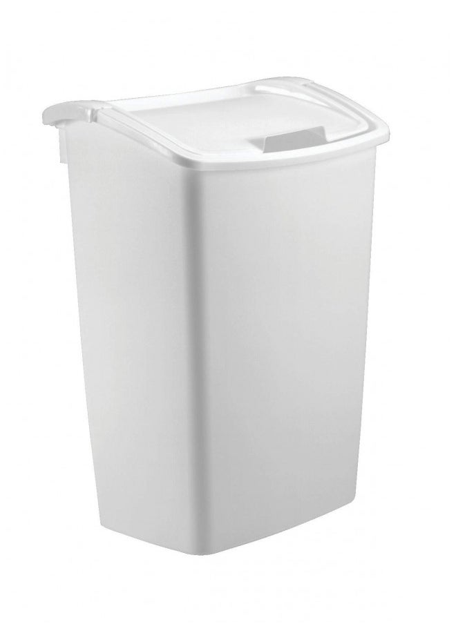 Rubbermaid Rubbermaid, 11.25 Gallon, White Dual-Action Swing Lid Trash Can for Home, Kitchen, and Bathroom Garbage 
