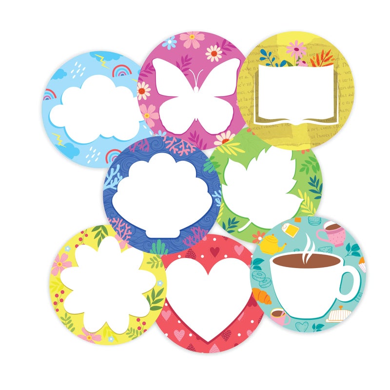 weRevel Colourful and Cute Shapes Note Stickers 40 Pieces, 2 inches, Round, 8 Unique Designs, Matt-Finish Paper-Self-Adhesive - Image 4