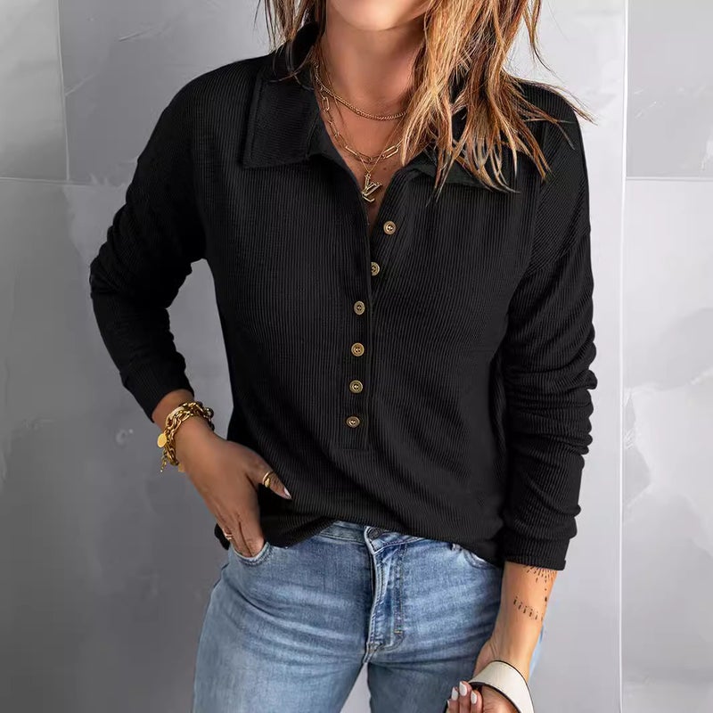 بلوفر صوف سادة للنساء، بسحاب أمامي وياقة مطوية وأكمام طويلة، فضفاض و كاجوال، جديد لموسم الخريف/الشتاء - Image 2