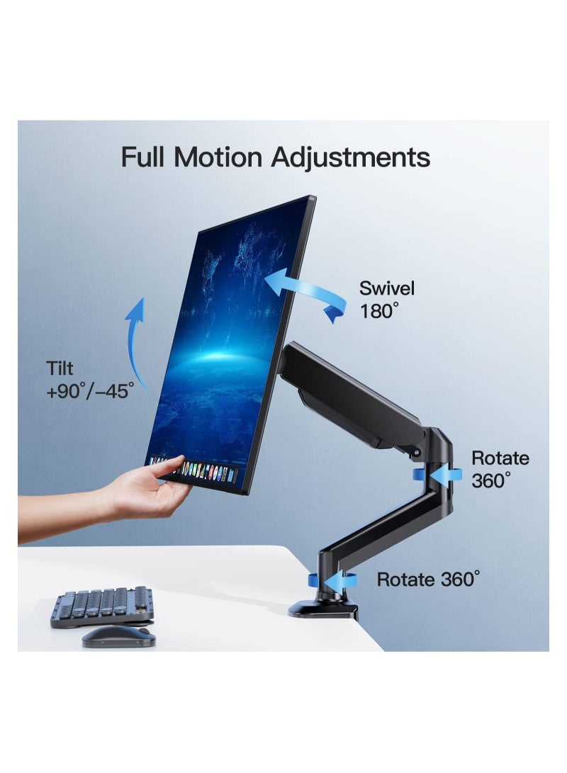 New-Star Adjustable Articulating Gas Spring Monitor Arm with Clamp and Grommet Base for 13 to 27in LCD Monitors upto 14.3lbs - Image 4