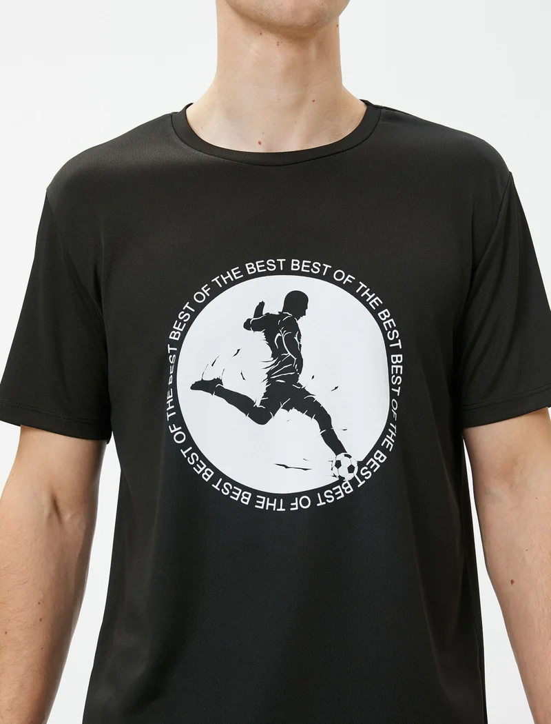 كوتون Sports T-Shirt Printed Football Theme Crew Neck Short Sleeve