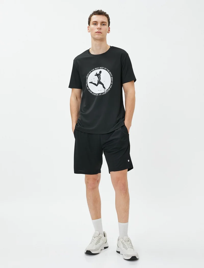 كوتون Sports T-Shirt Printed Football Theme Crew Neck Short Sleeve