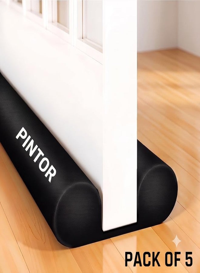 Pintor واقي مانع لتسرب الهواء أسفل باب الأطفال من بينتور - مانع لتسرب الهواء أسفل الباب بطول 39 بوصة | مانع لتسرب الهواء على الوجهين | عازل للصوت، يقلل الضوضاء، يمنع دخول الغبار والحشرات والفئران | BDG-BLK-PK-5-E50 - Image 1