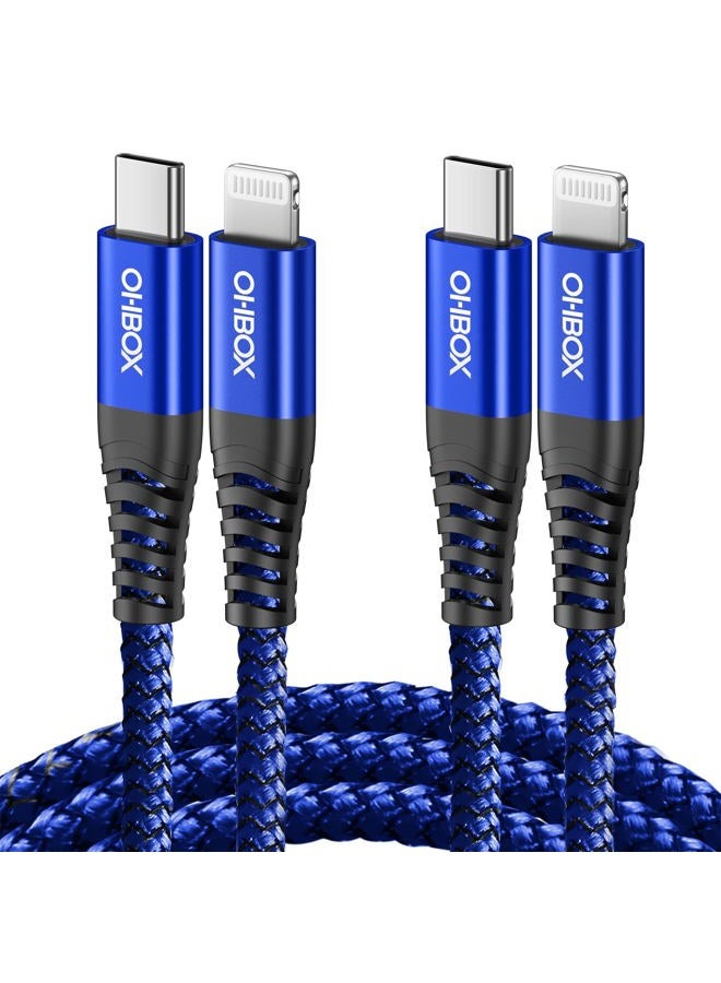 ohbox USB C to Lightning Cable 6FT 2Pack Apple MFi Certified iPhone Fast Charger Type c to Lightning CableNylon Braided iPhone Cord Compatible with iPhone 14 13 12 Pro Max 11 X XS XR 8 Plus iPad - Image 1