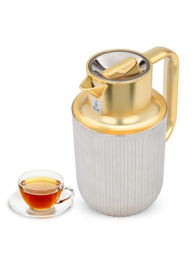 Everest Everest Laura Matte Silver Thermos With Golden Handle, 1L  - Image 2