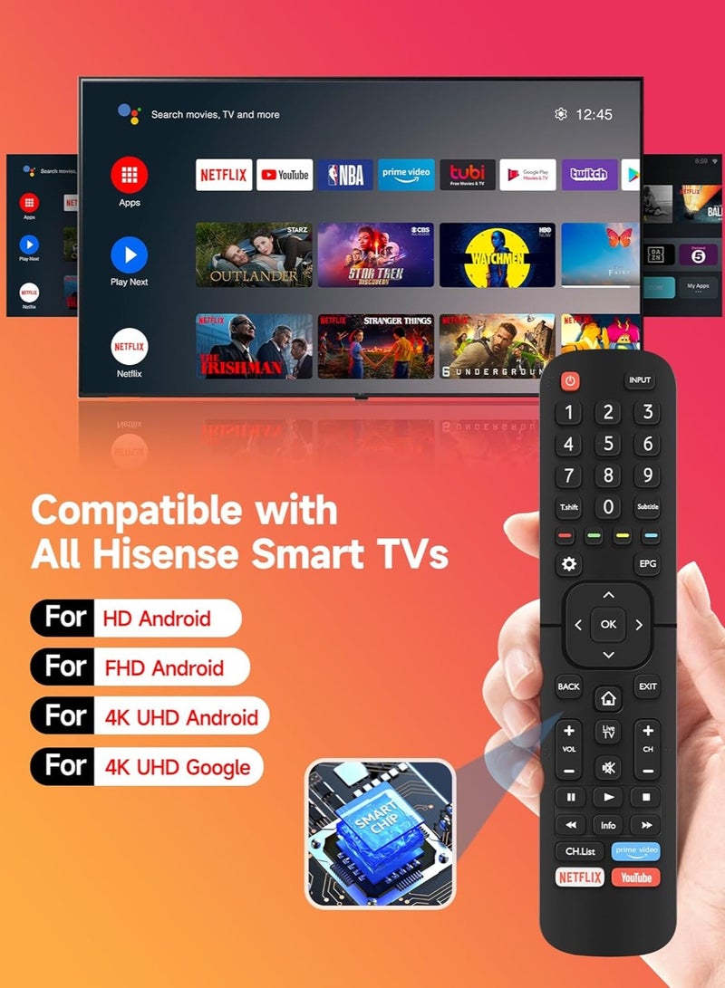 BGM EN2BS27H Hisense 4K UHD Smart TV Remote With Prime Video, Netflix & YouTube Short Keys  - Image 2