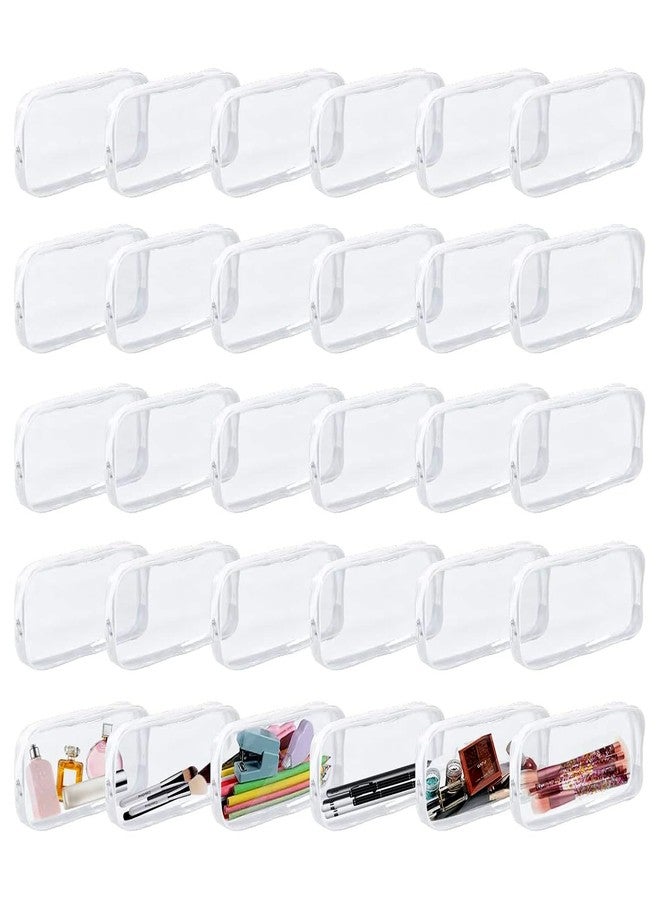 Odowalker 30 Pcs Clear PVC Zipper Pencil Bag, Zippered Toiletry Carry Pouches, Clear Pencil Case,Toiletries Exam Pen Pencil Pouch Case Makeup Pouch for Office Stationery School and Travel, White - Image 1