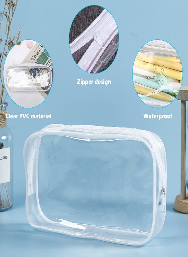 Odowalker 30 Pcs Clear PVC Zipper Pencil Bag, Zippered Toiletry Carry Pouches, Clear Pencil Case,Toiletries Exam Pen Pencil Pouch Case Makeup Pouch for Office Stationery School and Travel, White - Image 4