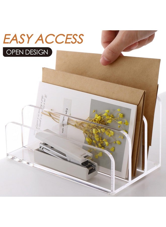 SANRUI 3 Compartments Mail Organizer Letter Holder For Desk Vertical Letter Holderfile Sorter Acrylic Desk Organizer Office Suppliesclear - Image 5