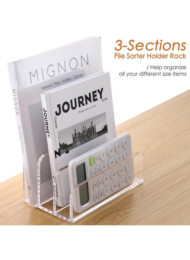 SANRUI 3 Compartments Mail Organizer Letter Holder For Desk Vertical Letter Holderfile Sorter Acrylic Desk Organizer Office Suppliesclear - Image 3