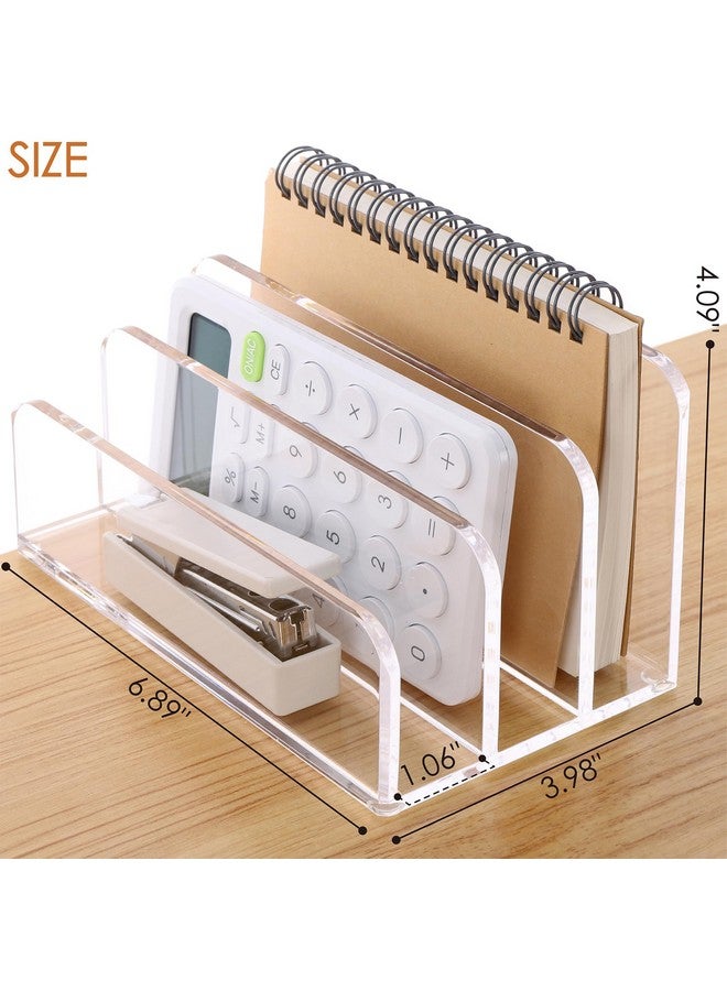 SANRUI 3 Compartments Mail Organizer Letter Holder For Desk Vertical Letter Holderfile Sorter Acrylic Desk Organizer Office Suppliesclear - Image 2