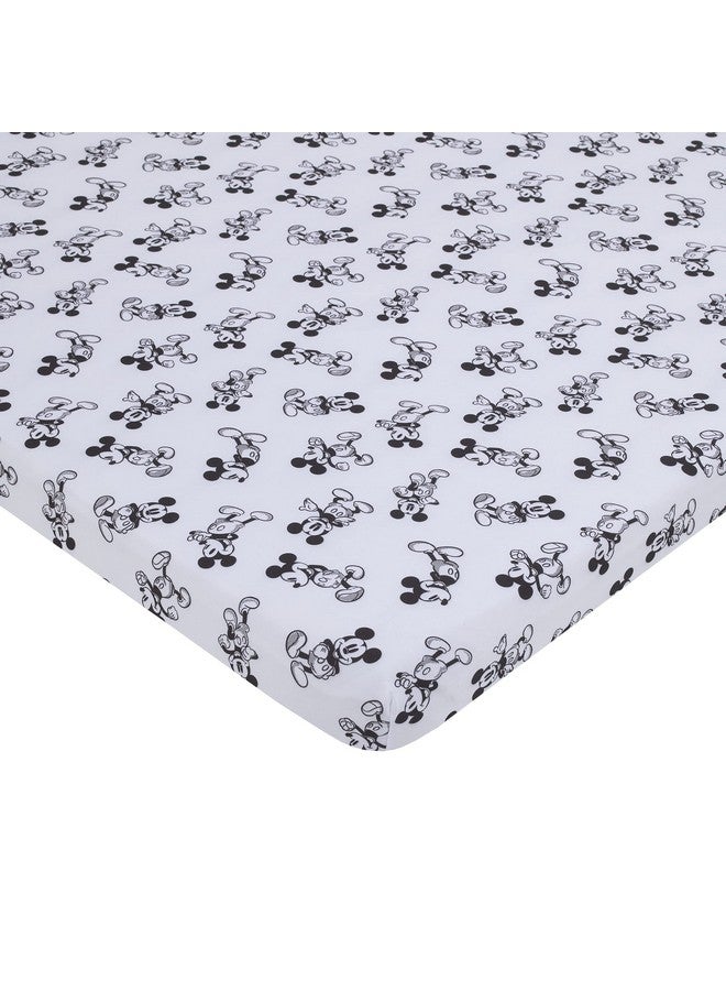 Disney Mickey Mouse Timeless Mickey Gray, White, & Blue Stars & Icons 3Piece Nursery Mini Crib Bedding Set - Comforter & Two Fitted Mini Crib Sheets, Navy, Grey, Black, White - Image 3