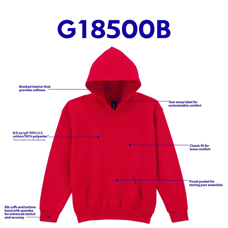 Gildan Youth Hoodie Sweatshirt, Style G18500B, Sport Grey, Large - Image 4