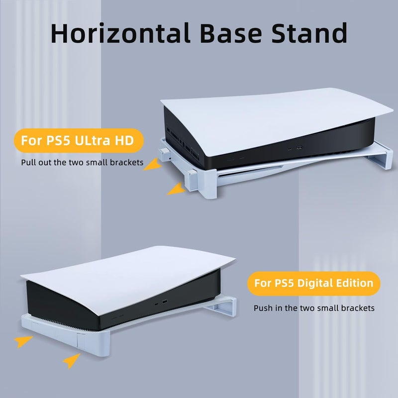 Mcbazel Horizontal Stand for Standard PS5 - Stable Base Stand for PlayStation 5 Disc and Digital Editions (Grey/White) - Secure Fit, Easy Installation (Not Compatible with PS5 Slim/Pro) - Image 3