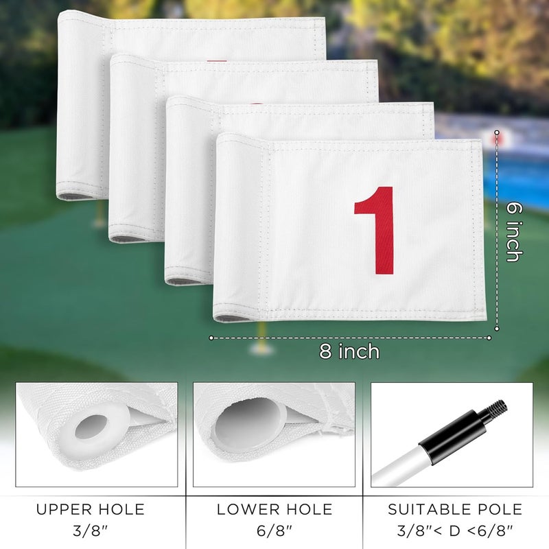 KINGTOP Numbered Golf Flag All 8x6 Inch – Upgraded Dual-Layer 420D Nylon, Double Sided Printing, Tube Inserted – Mini Practice Putting Green Flags for Yard - Image 3