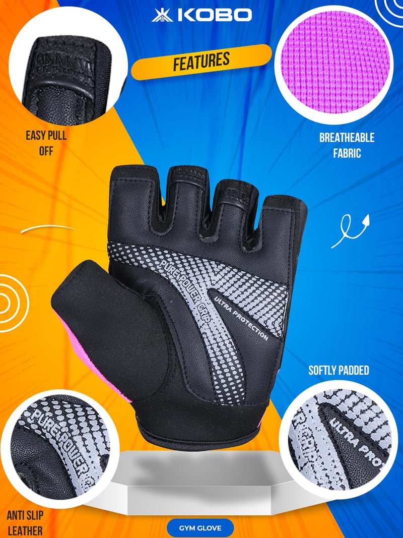 Kobo WTG-61 Weight Lifting Gym Gloves Hand Protector for Fitness Training - Image 3