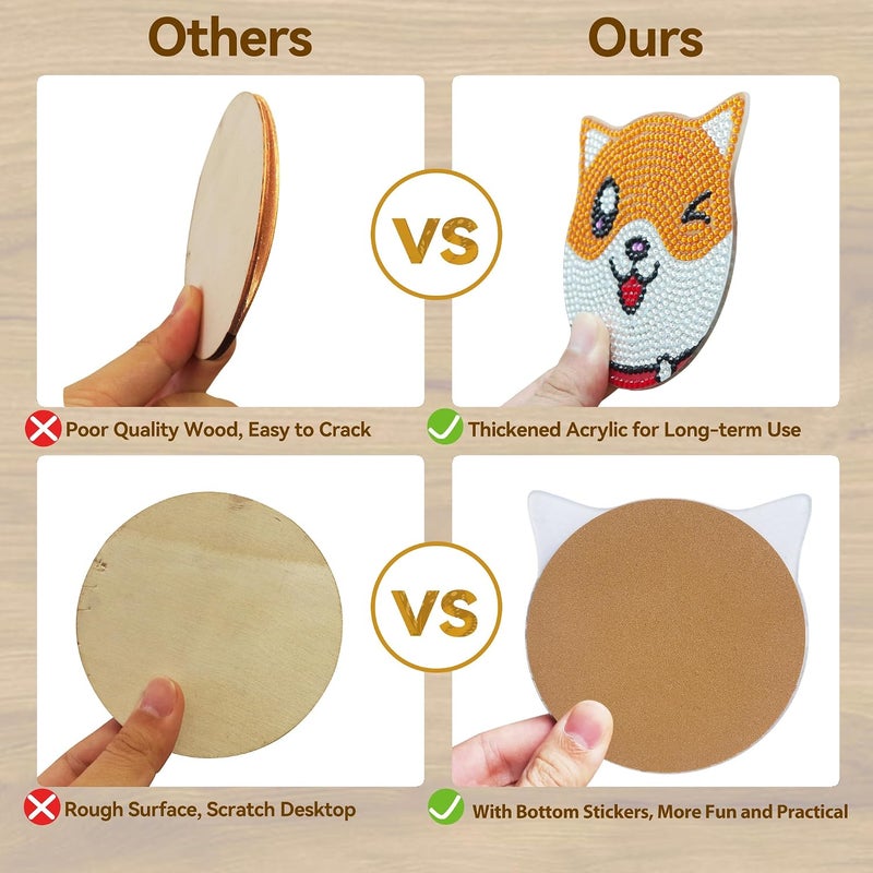 Vcekract Diamond Painting Coasters Kits, 6 Pices Dog Diamond Art Coasters with Holder, Crafts Kits for DIY Coasters, Diamond Art Kits for Adults - Image 4
