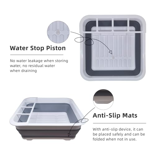 THANSTAR Collapsible Dish Drying Rack for RV Campers Portable Dinnerware Drainer Organizer for Kitchen Travel Trailer - Image 4