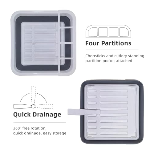 THANSTAR Collapsible Dish Drying Rack for RV Campers Portable Dinnerware Drainer Organizer for Kitchen Travel Trailer - Image 3