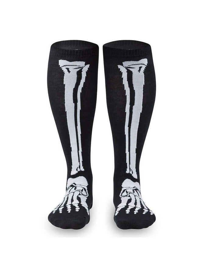 جون فور أ ران جوارب رياضية للجري مبطنة بنصف الركبة بتصميم هيكل عظمي لعيد الهالوين، جوارب جري ممتعة من Gone For a Run، مقاس واحد - Image 1