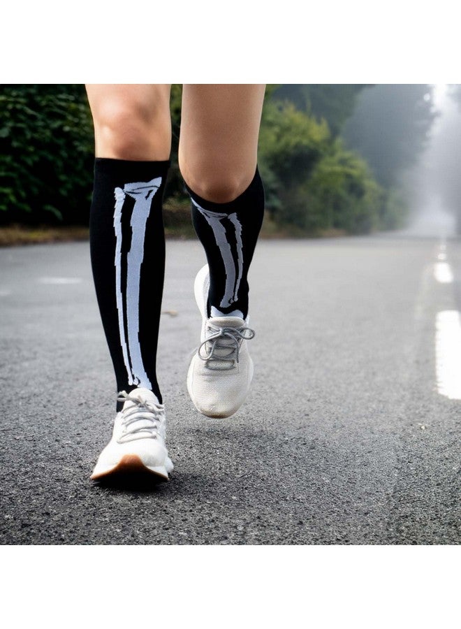 جون فور أ ران جوارب رياضية للجري مبطنة بنصف الركبة بتصميم هيكل عظمي لعيد الهالوين، جوارب جري ممتعة من Gone For a Run، مقاس واحد - Image 2