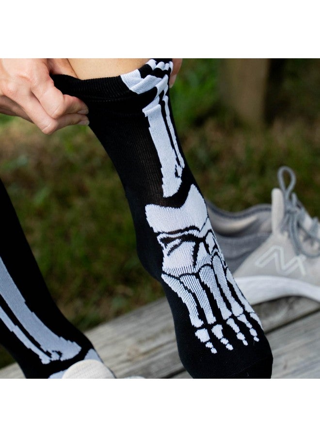 جون فور أ ران جوارب رياضية للجري مبطنة بنصف الركبة بتصميم هيكل عظمي لعيد الهالوين، جوارب جري ممتعة من Gone For a Run، مقاس واحد - Image 3