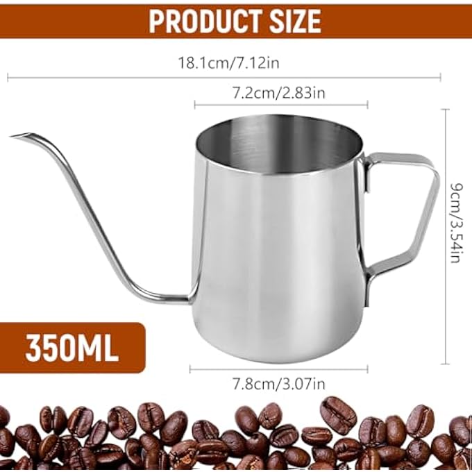 rayihni Pour Over Coffee Gooseneck Water Kettle 350Ml Coffee Pot Gooseneck Kettle Hand Drip Kettle Pour Over Coffee - Image 3